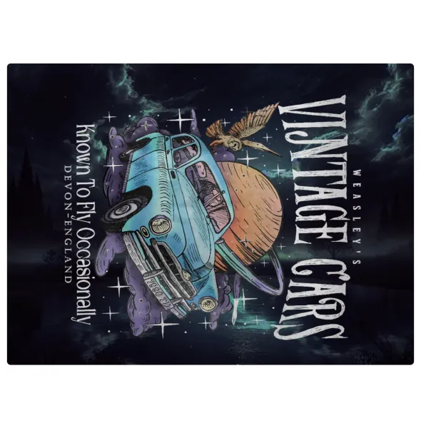 Wizard Flying Car — Επιφάνεια κοπής γυάλινη (38x28cm)