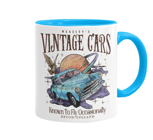 Wizard Flying Car — Mug colored light blue, ceramic, 330ml