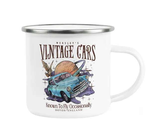 Wizard Flying Car — Metallic enamel cup white 360ml