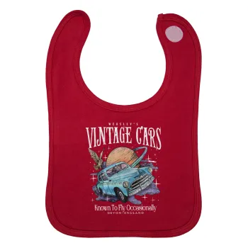 Wizard Flying Car, Σαλιάρα με Σκρατς Κόκκινη 100% Organic Cotton (0-18 months)