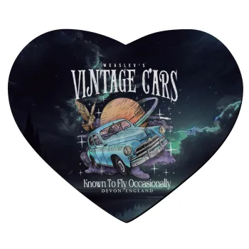 Wizard Flying Car, Mousepad heart 23x20cm