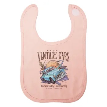 Wizard Flying Car, Σαλιάρα με Σκρατς ΡΟΖ 100% Organic Cotton (0-18 months)