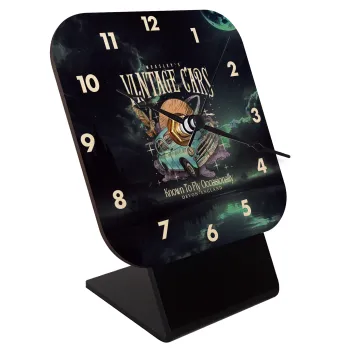 Wizard Flying Car, Quartz Table clock in natural wood (10cm)