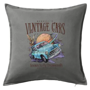 Wizard Flying Car, Μαξιλάρι καναπέ Γκρι 100% βαμβάκι, περιέχεται το γέμισμα (50x50cm)