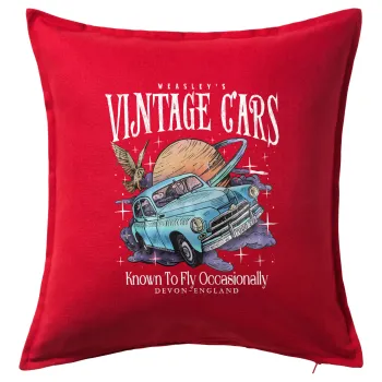 Wizard Flying Car, Sofa cushion RED 50x50cm includes filling