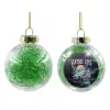 Transparent Christmas tree ball ornament with green filling 8cm