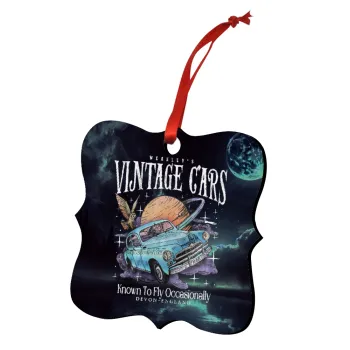Wizard Flying Car, Στολίδι Χριστουγεννιάτικο στολίδι polygon ξύλινο 7.5cm