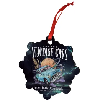 Wizard Flying Car, Στολίδι Χριστουγεννιάτικο στολίδι snowflake ξύλινο 7.5cm