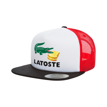 Latoste, Καπέλο Ενηλίκων Foam Flat Snapback με Δίχτυ Μαύρο-Λευκό-Κόκκινο (POLYESTER, ΕΝΗΛΙΚΩΝ, UNISEX, ONE SIZE)