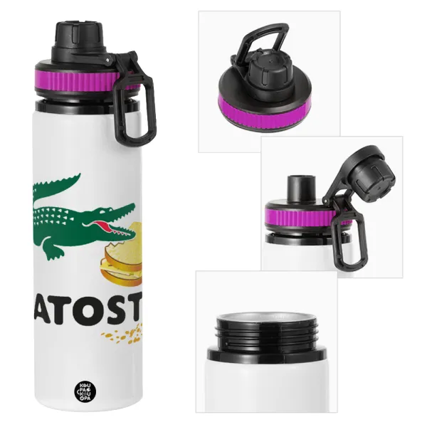Latoste — Metallic water bottle with safety lid, 850ml aluminum