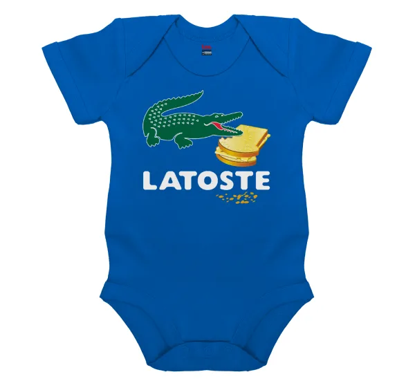 Latoste — Short-sleeve baby bodysuit, cobalt blue, 100% organic cotton