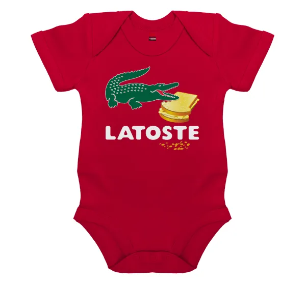 Latoste — Βρεφικό φορμάκι μωρού,ΚΟΚΚΙΝΟ, 100% Organic Cotton, κοντομάνικο
