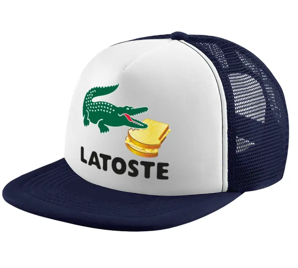 Latoste — Adult Soft Trucker Hat with Dark Blue/White Mesh (POLYESTER, ADULT, UNISEX, ONE SIZE)