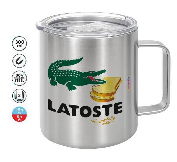 Latoste — Double-walled stainless steel mug 300ml with temperature-retaining lid