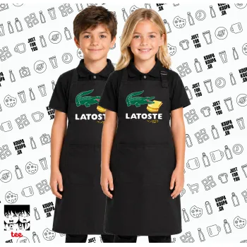 Latoste, Μαύρη ΠΑΙΔΙΚΗ Ποδιά μακριά Σεφ ολόσωμη με τσέπες