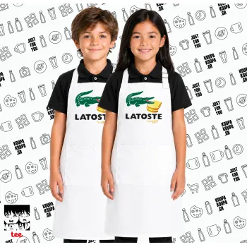 Latoste, Λευκή ΠΑΙΔΙΚΗ Ποδιά μακριά Σεφ ολόσωμη με τσέπες