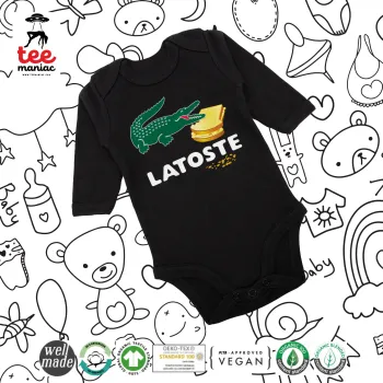 Latoste, Μακρυμάνικο βρεφικό φορμάκι, 0-18 μηνών, ΜΑΥΡΟ, 100% Organic Cotton