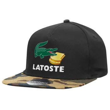 Latoste, Καπέλο Ενηλίκων Flat Snapback Μαύρο/Παραλλαγή, (100% ΒΑΜΒΑΚΕΡΟ TWILL, ΕΝΗΛΙΚΩΝ, UNISEX, ONE SIZE)