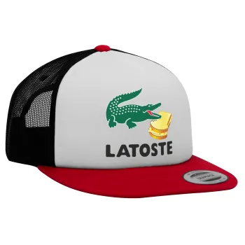 Latoste, Καπέλο Ενηλίκων Foam Flat Snapback με Δίχτυ Κόκκινο-Λευκό-Μαύρο (POLYESTER, ΕΝΗΛΙΚΩΝ, UNISEX, ONE SIZE)