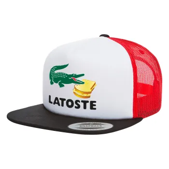 Latoste, Καπέλο Ενηλίκων Foam Flat Snapback με Δίχτυ Μαύρο-Λευκό-Κόκκινο (POLYESTER, ΕΝΗΛΙΚΩΝ, UNISEX, ONE SIZE)