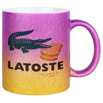 Latoste, Κούπα Χρυσή/Ροζ Glitter, κεραμική, 330ml