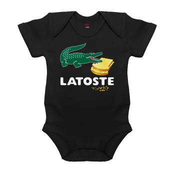 Latoste, Βρεφικό φορμάκι μωρού, 0-18 μηνών, ΜΑΥΡΟ, 100% Organic Cotton, κοντομάνικο