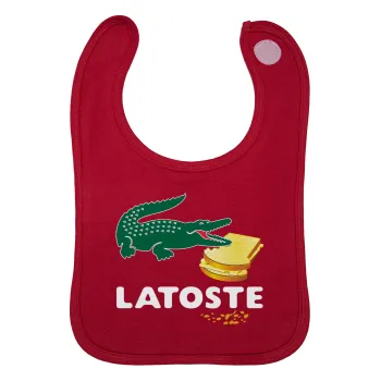 Latoste, Σαλιάρα με Σκρατς Κόκκινη 100% Organic Cotton (0-18 months)
