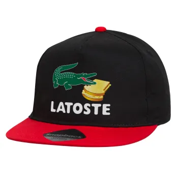 Latoste, Children's Flat Snapback Hat, Black/Red (100% COTTON, CHILDREN'S, UNISEX, ONE SIZE)