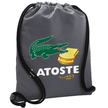 Latoste, Τσάντα πλάτης πουγκί GYMBAG ΓΚΡΙ, με τσέπη (40x48cm) & χονδρά κορδόνια