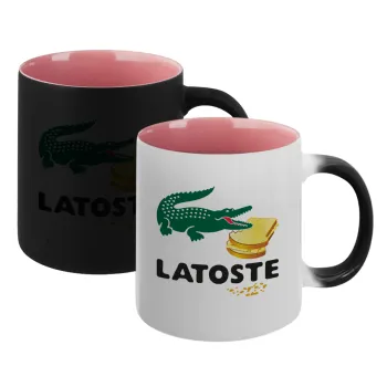 Latoste, Κούπα Μαγική εσωτερικό ΡΟΖ, κεραμική 330ml που αλλάζει χρώμα με το ζεστό ρόφημα