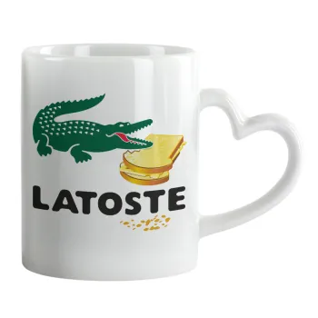 Latoste, Κούπα καρδιά χερούλι λευκή, κεραμική, 330ml
