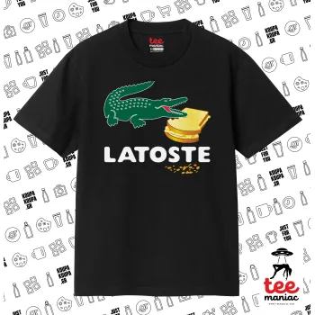 Latoste, Κλασικό T-Shirt, διπλής ραφής, χωρίς πλευρικές ραφές ΜΑΥΡΟ από 100% βαμβάκι. Vegan & OEKO-TEX πιστοποιημένο.