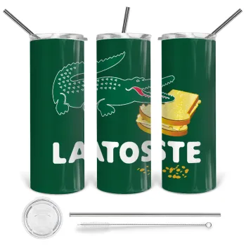 Latoste, Tumbler ποτήρι θερμό από ανοξείδωτο ατσάλι 600ml, με μεταλλικό καλαμάκι & βούρτσα καθαρισμού