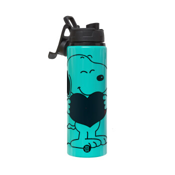 Snoopy takemy heart, Metallic water bottle with safety lid, 850ml aluminum