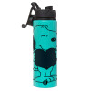 Metallic water bottle with safety lid, 850ml aluminum