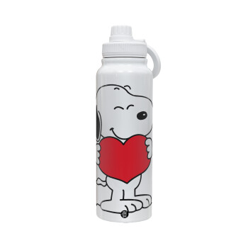 Snoopy takemy heart, 1L Stainless Steel Thermal Bottle with Phone Holder & Double Wall Insulation