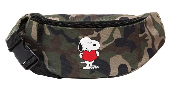 Snoopy takemy heart — Unisex waist bag (banana) in Jungle camouflage color with 2 pockets