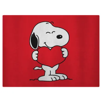 Snoopy takemy heart, Επιφάνεια κοπής γυάλινη (38x28cm)