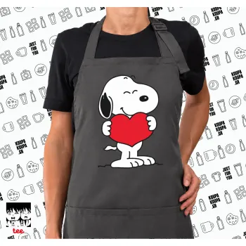 Snoopy takemy heart, Ποδιά μακριά Σεφ ολόσωμη με τσέπες GREY (ΕΝΗΛΙΚΩΝ)