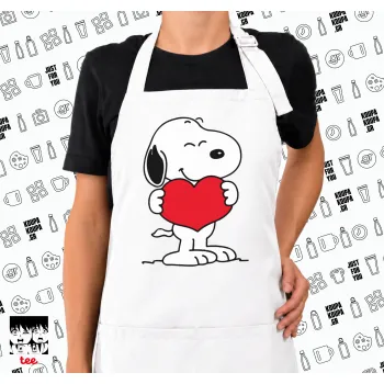 Snoopy takemy heart, Ποδιά μακριά Σεφ ολόσωμη με τσέπες white (ΕΝΗΛΙΚΩΝ)