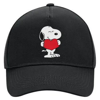 Snoopy takemy heart, Adult Ultimate Hat BLACK, (100% COTTON DRILL, ADULT, UNISEX, ONE SIZE)