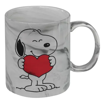 Snoopy takemy heart, Κούπα κεραμική, marble style (μάρμαρο), 330ml