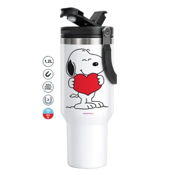 Snoopy takemy heart, Mega Stainless steel Tumbler with lid, double wall 1,2L