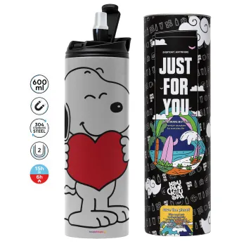 Snoopy takemy heart, Tumbler stainless steel GREY 600ml