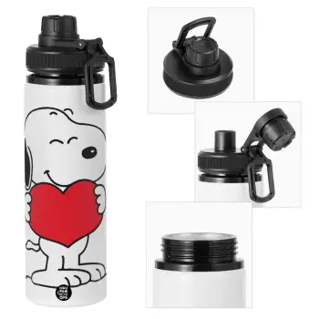 Snoopy takemy heart, Metal water bottle with safety cap, aluminum 850ml