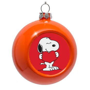 Snoopy takemy heart, Στολίδι Χριστουγεννιάτικη μπάλα δένδρου Πορτοκαλί 8cm