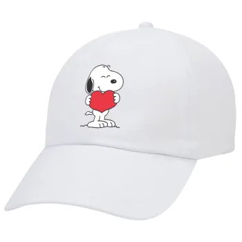 Snoopy takemy heart, Καπέλο Ενηλίκων Baseball Λευκό 5-φύλλο (POLYESTER, ΕΝΗΛΙΚΩΝ, UNISEX, ONE SIZE)