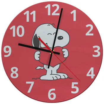 Snoopy takemy heart, Ρολόι τοίχου γυάλινο (30cm)