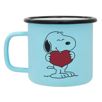 Snoopy takemy heart, Κούπα Μεταλλική εμαγιέ ΜΑΤ σιέλ 360ml