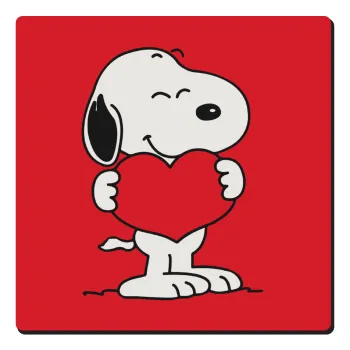 Snoopy takemy heart, Τετράγωνο μαγνητάκι ξύλινο 6x6cm